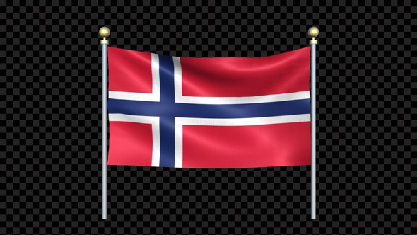 Norway Flag Waving In Double Pole Looped