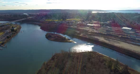 Everett Washington Usa City Urban Aerial View