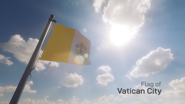 Vatican City Flag on a Flagpole V2