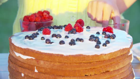 Cooking Fresh-Berry Cake with Kids