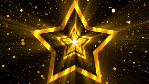 4k Gold Star Background Loop