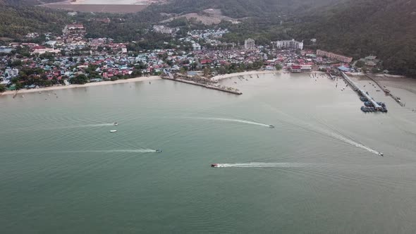 Boats sail at Teluk Bahang coastal