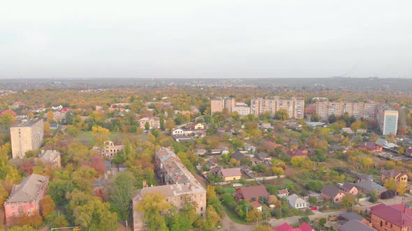 Autumn Cityscape Drone View