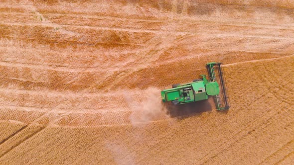  Impressive Flight Over a Working Combine Harvesting Tons of Ripe Barley