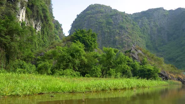 Rice paddies and rock formations near the town of Ninh Binh