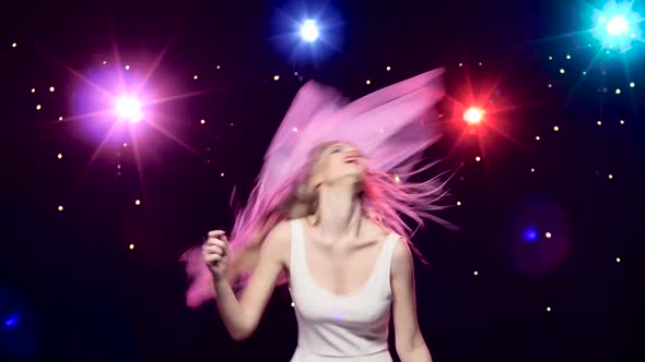 Bachelorette Party Bride Dancing Making Circular Movements of the Head