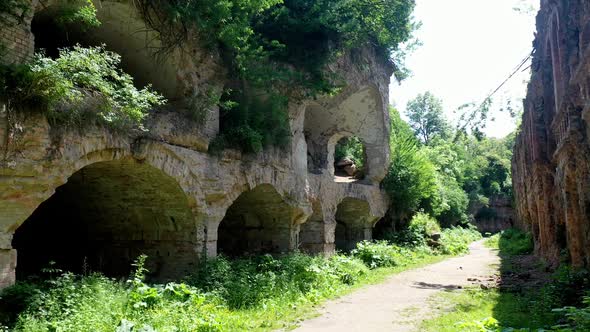 Drone Footage of Tarakaniv Fort Fortress Ruins Ukraine