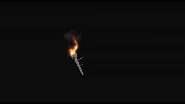 3d Animation  Torch burning on black background