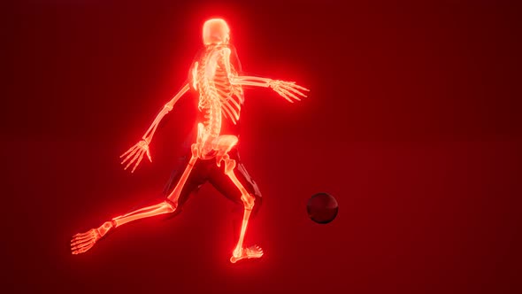 Soccer Player with Visible Bones Medical Scan alt