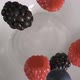 Fresh red and black raspberries rain on yogurt in slow motion - High-angle shot - VideoHive Item for Sale