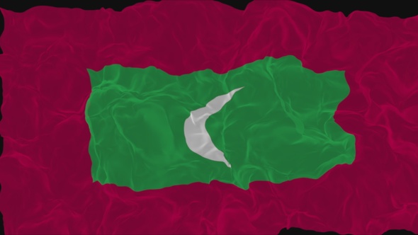 flag Maldives turns into smoke. State weakening concept a crisis, alpha channel