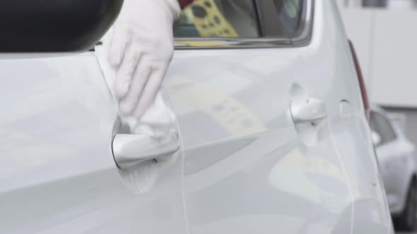 Disinfect Car Door Handles Prevent  With Antibacterial Sanitizer
