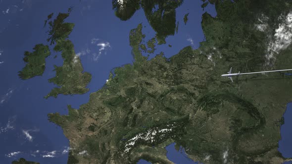 Airliner Flying To The Hague Netherlands alt