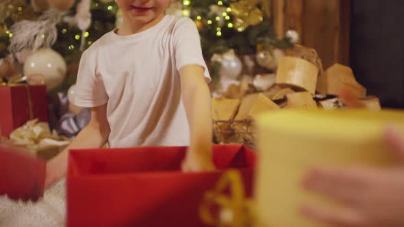 Boy Getting Wooden Airplane as Present
