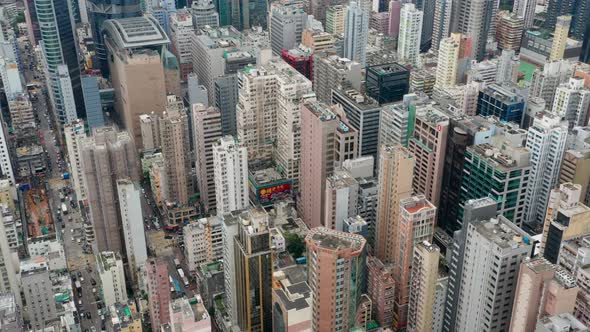 Top view of Hong Kong urban city