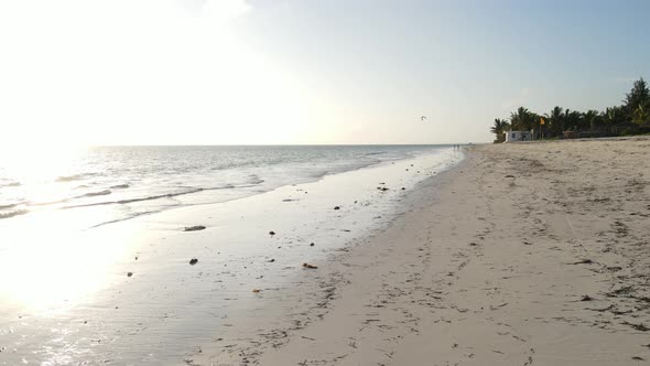 Ocean at Low Tide Near the Coast of Zanzibar Island Tanzania Slow Motion