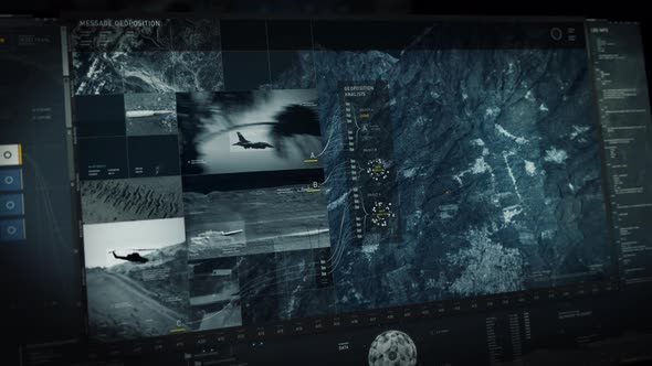 Future Military Satellite Surveillance System Conducts Analysis Of Map Territory alt