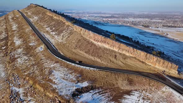 Breathtaking View Of A Mountain Road At Horsetooth Reservoir In Larimer County Colorado