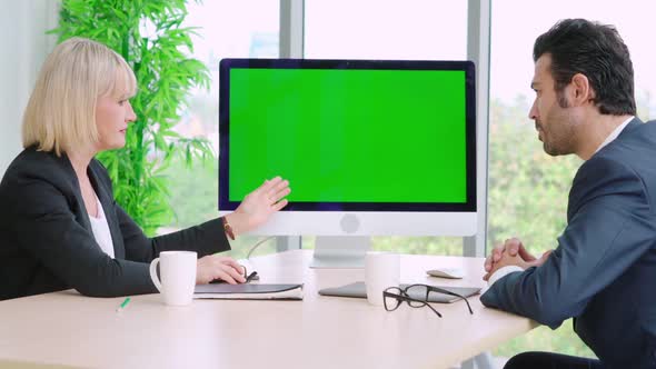 Business People in the Conference Room with Green Screen