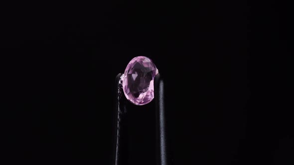 Natural Pink Spinel Gem Stone on the Turning Table