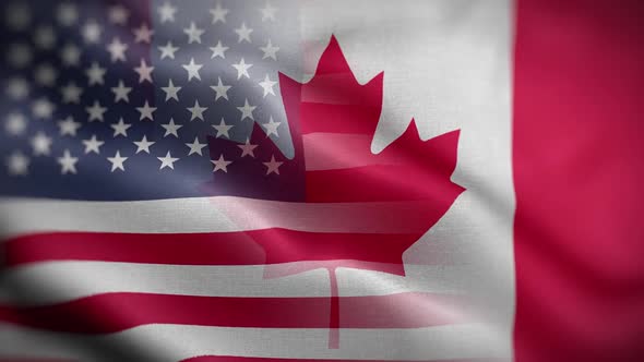 USA Canada Flag Mix Textured Waving Front Background HD