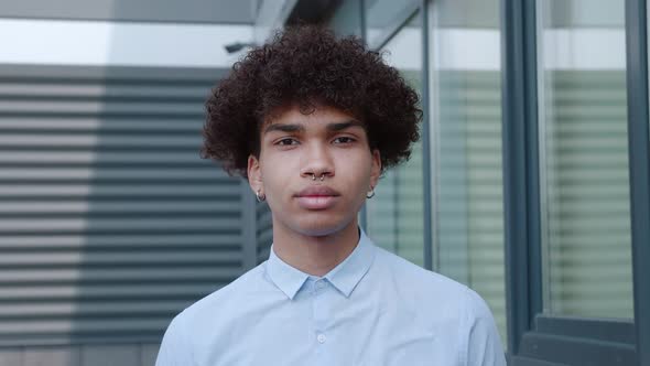 Portrait of Beautiful African Hipster Near Business District