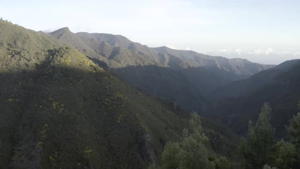 Aerial view of mountains in Madeira Island, Portugal.