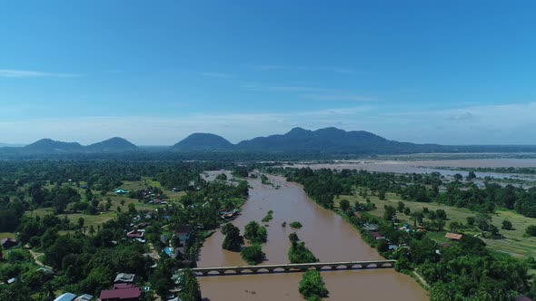 4.000 islands near Don Det in southern Laos seen from the sky