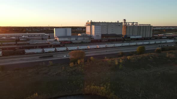 grain silos and train tracks in Kenosha Wisconsin