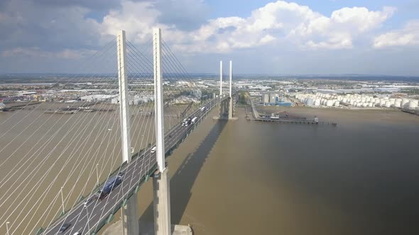 Full Suspension Bridge View with Traffic