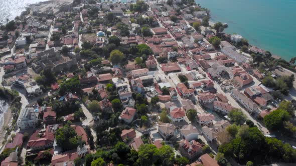 The Resort Town of Side in Turkey. High View of the Historic Center of the Resort Town