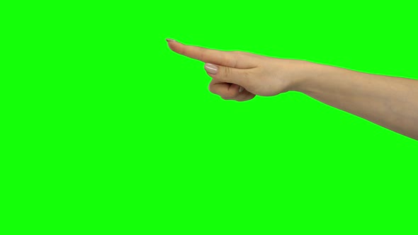 Arm of Woman Pointing Three Paragraphs, Green Screen
