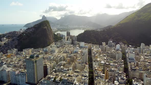 Rio de Janeiro Brazil. Tropical beach scenery. Postalcard of coastal city