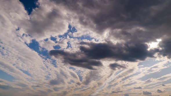 Clouds in the Blue Sky Slowly Move and Change Shape Timelapse