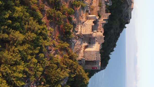 Vertical Video Alanya Castle  Alanya Kalesi Aerial View