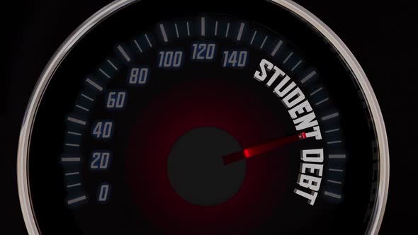 Student Debt Loan Obligation Rising Interest Rate Speedometer