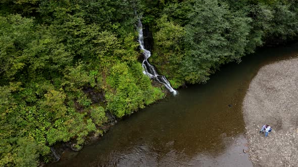 Overhead View of Small Waterfall