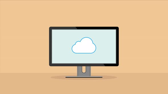 Animation of Cloud data computing, Business cloud marketing, Digital marketing technology.