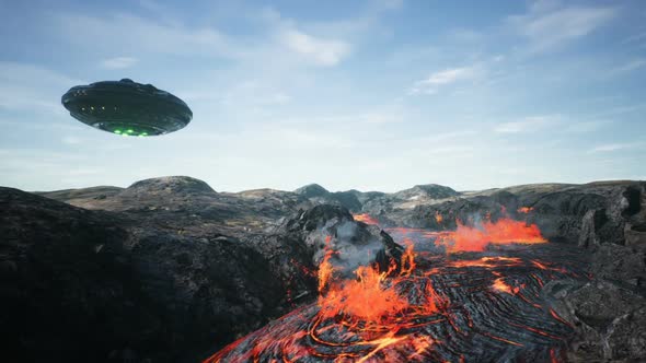 UFO is Flying Over The Volcano