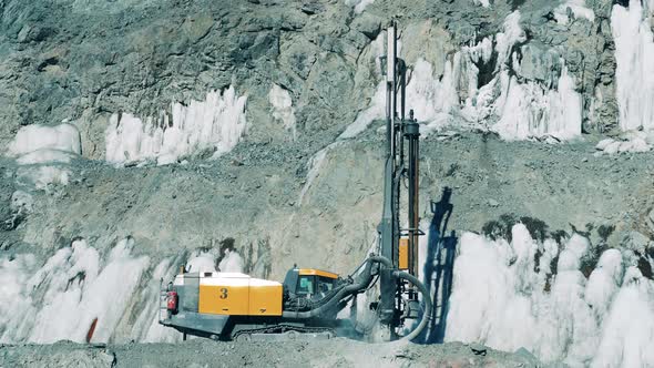 Drilling Machine is Operating at the Mine Site