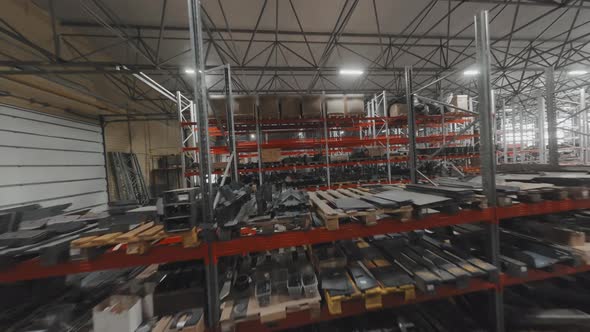 Shelves in Industrial Storage Drone View