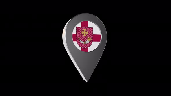 3d Animation Map Navigation Pointer With Flag Of Ventspils (Latvia) With Alpha Channel - 4K
