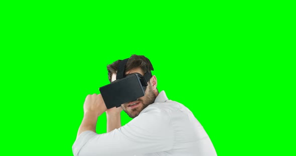 Man using virtual reality headset