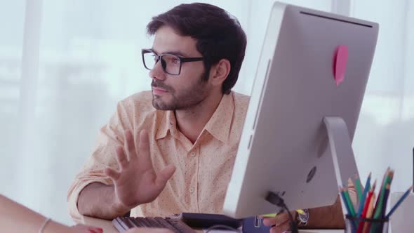 Creative Business People Group Having Conversation at Office Desk in Workplace