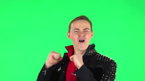 Guy Is Dancing Funny. Green Screen