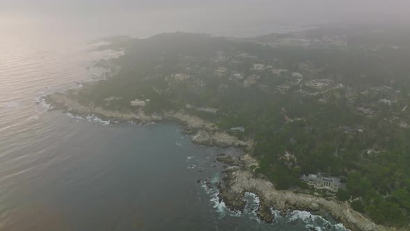 Majestic rocky coastline of Carmel Highlands, California USA