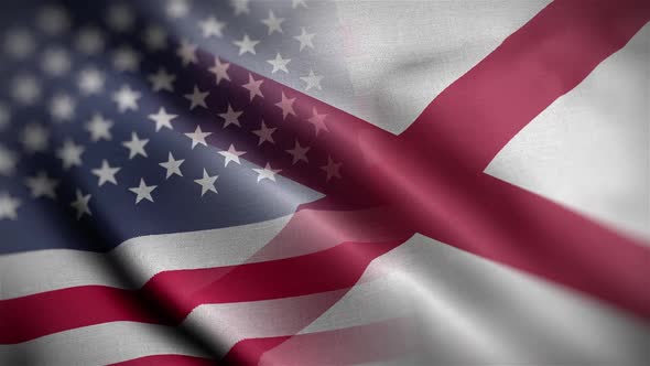 Alabama State Usa Mixed Flag Close Up HD
