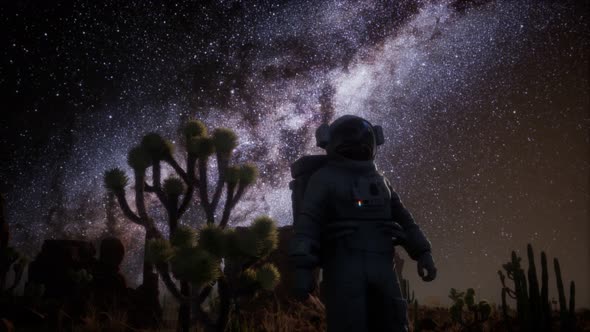 Astronaut and Star Milky Way Formation in Death Valley alt