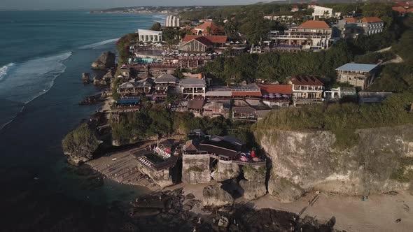 Aerial View of Famous Party Place Single Fin in Uluwatu.