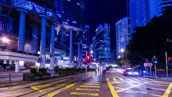 Time lapse people crossing the road in Hong Kong at night